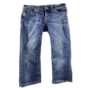 Miss Me Capri Jeans Girls Size 12 24x16 Blue Flap Pocket Medium Wash